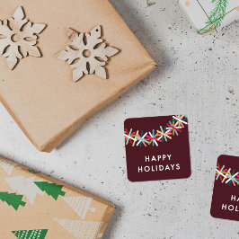 カラフルなティンセルガーランド ハッピーホリデー ステッカー