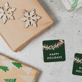 カラフルなティンセルガーランド ハッピーホリデー ステッカー