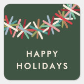 カラフルなティンセルガーランド ハッピーホリデー ステッカー (正面)