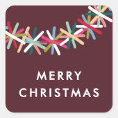カラフルなティンセルガーランド メリークリスマス ステッカー (正面)
