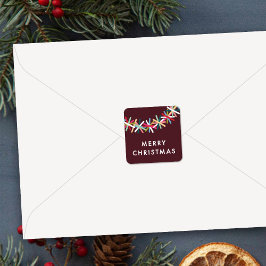 カラフルなティンセルガーランド メリークリスマス ステッカー