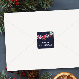 カラフルなティンセルガーランド メリークリスマス ステッカー