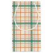 カラフルなティール（緑がかった色）の格子縞パターンギフトバッグ スモールペーパーバッグ (裏面)