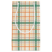 カラフルなティール（緑がかった色）の格子縞パターンギフトバッグ スモールペーパーバッグ (正面)