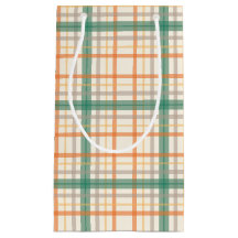 カラフルなティール（緑がかった色）の格子縞パターンギフトバッグ