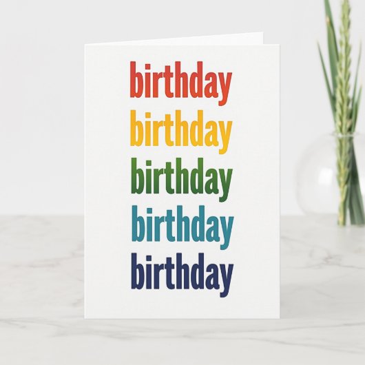 カラフルなテキストの誕生日カード カード (正面)