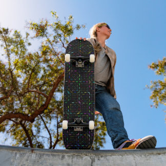 カラフルなテクノロジーコーディング電子回路パターン  スケートボード