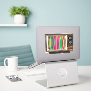 カラフルなテストストライプの付いたヴィンテージTVステッカー シール
