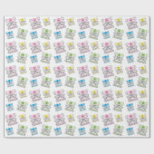 カラフルなテニスのゲーム-モノグラム ラッピングペーパー (フラット)