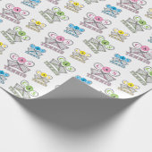 カラフルなテニスのゲーム-モノグラム ラッピングペーパー (角)