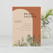 カラフルなテラコッタのサボテン幾何学模様のブライズシャワー 招待状 (スタンド正面)