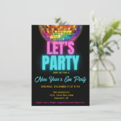 カラフルなディスコボール新年会パーティー 招待状 (スタンド正面)