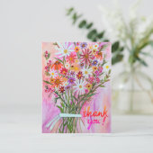 カラフルなデイジーの花束　ありがとう ポストカード (スタンド正面)