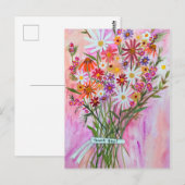 カラフルなデイジーの花束　ありがとう！ ポストカード (正面/裏面)