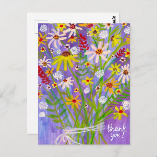 カラフルなデイジーの花束 ありがとう ポストカード (正面/裏面)