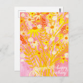 カラフルなデイジーの花束 秋の鮮やかな色彩 お誕生日おめでとう ポストカード (正面/裏面)
