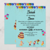 カラフルなデザインのカスタム誕生日招待状 招待状 (正面/裏面)