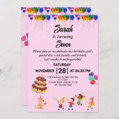 カラフルなデザインのカスタム誕生日招待状 招待状 (正面/裏面)