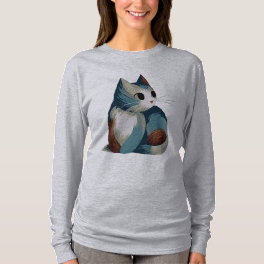 カラフルなデジタルキャットアート Tシャツ (正面)