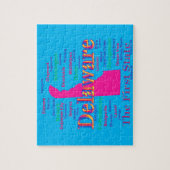 カラフルなデラウェア州州のプライドの地図のシルエット ジグソーパズル (縦)