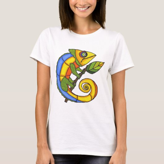 カラフルなトカゲと枝 Tシャツ (正面)