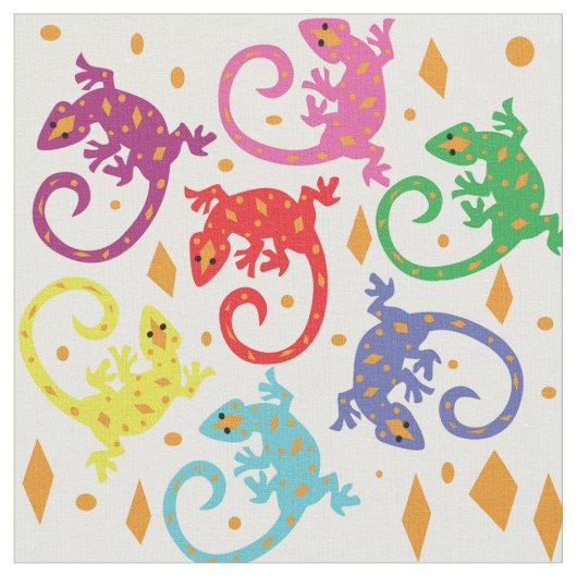 カラフルなトカゲ ファブリック (クローズアップ)