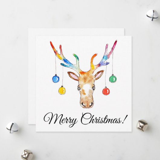 カラフルなトナカイ シーズンカード (正面/裏面インサイチュ)
