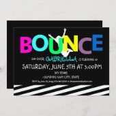 カラフルなトランポリンパーティーの招待状（女の子向け） 招待状 (正面/裏面)