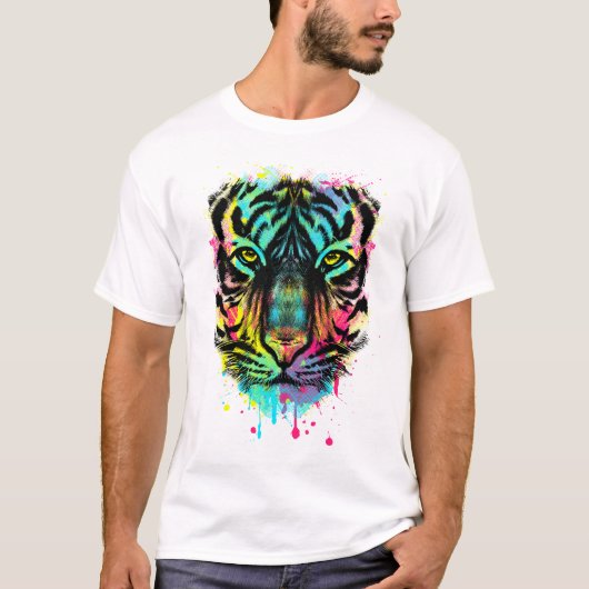 カラフルなトラ Tシャツ (正面)