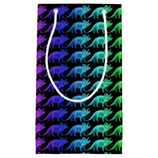 カラフルなトリケラトプスの恐竜のギフトバッグ スモールペーパーバッグ (正面)