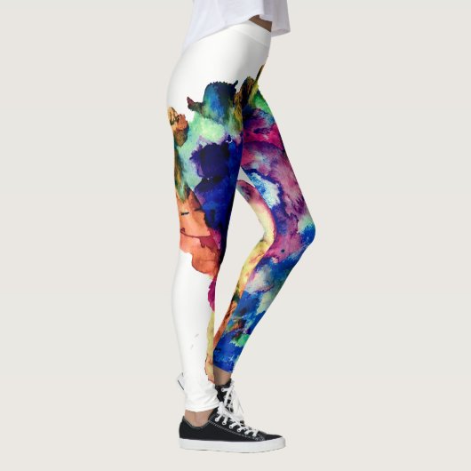 カラフルなトレンディーの抽象芸術の水彩画のペンキの(ばちゃばちゃ)跳ねる レギンス (右)