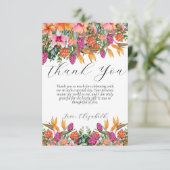 カラフルなトロピカルアイランドフラワー オレンジとピンク サンキューカード (スタンド正面)