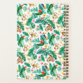 カラフルなトロピカルジャングルの動物パターン ノートブック (裏面)