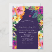 カラフルなトロピカルハワイアン フローラル ウェディング 招待状 (正面)