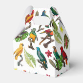 カラフルなトロピカルパラダイスの鳥、葉、花 フェイバーボックス (裏面サイド)