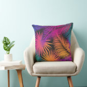 カラフルなトロピカルパームの葉の模様が美しい クッション (椅子)