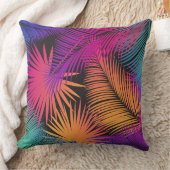 カラフルなトロピカルパームの葉の模様が美しい クッション (ブランケット)