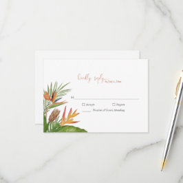 カラフルなトロピカルフラワーの結婚式RSVP 出欠カード