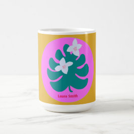 カラフルなトロピカルフラワーモダン名前マグ コーヒーマグカップ