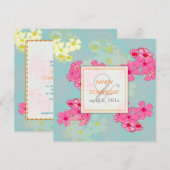 カラフルなトロピカルフラワー/葉の招待状 招待状 (正面/裏面)