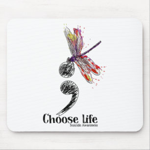 カラフルなトンボの自殺防止啓発 Choose Life マウスパッド