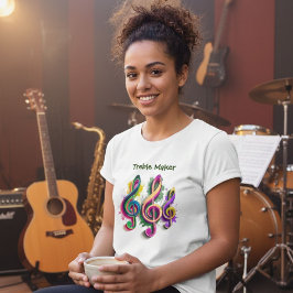 カラフルなト音記号の音楽デザイン Tシャツ