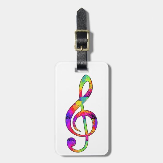 カラフルなト音記号 ラゲッジタグ (正面縦)