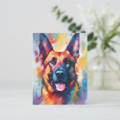 カラフルなドイツ牧羊犬 ポストカード (スタンド正面)