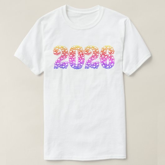 カラフルなドクロで2026年のTシャツ Tシャツ (デザイン正面)