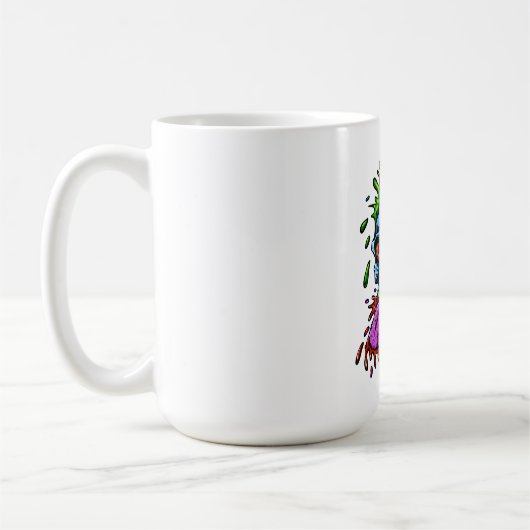 カラフルなドクロの爆発 コーヒーマグカップ (左)