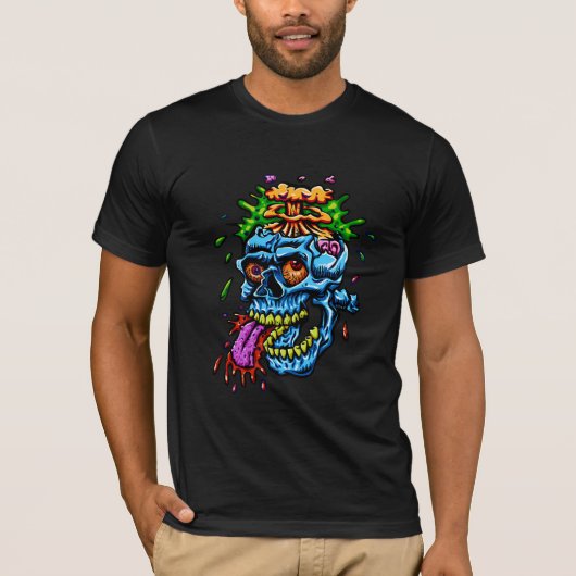 カラフルなドクロの爆発 Tシャツ (正面)