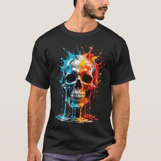 カラフルなドクロ ゴシック反乱アート Tシャツ