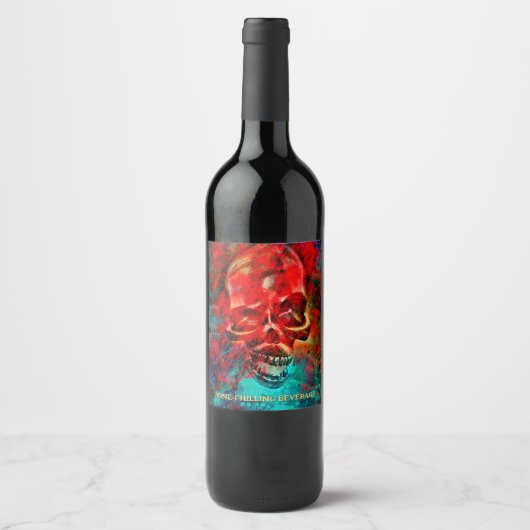 カラフルなドクロ。ゾッとする飲み物 ワインラベル (正面)
