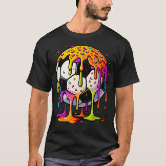 カラフルなドリップ サッカーアート スポーツイラスト Tシャツ